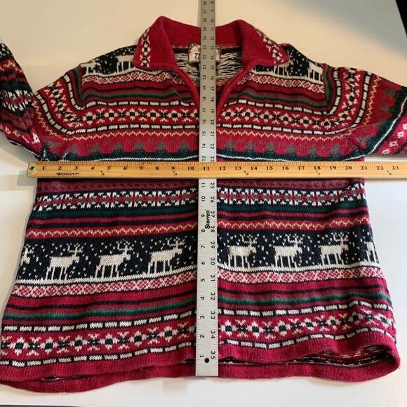 Tiara International Sweater Women L Large Ramie Blend Christmas FullZip Cardigan - Picture 6 of 9